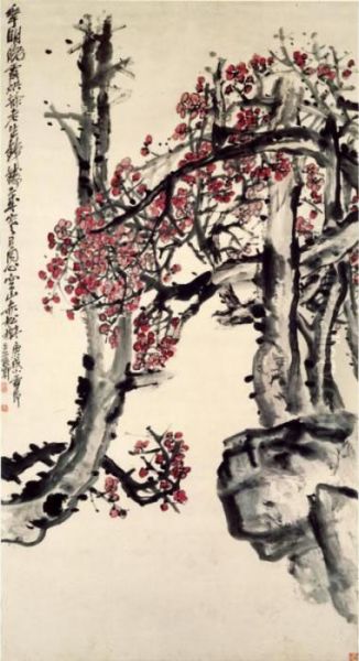 Plum Blossom And Rock Oil Painting by Wu Changshuo