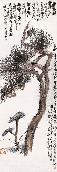 Lingzhi Oil Painting by Wu Changshuo