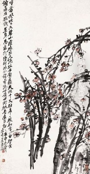 Plum Blossoms Oil Painting by Wu Changshuo