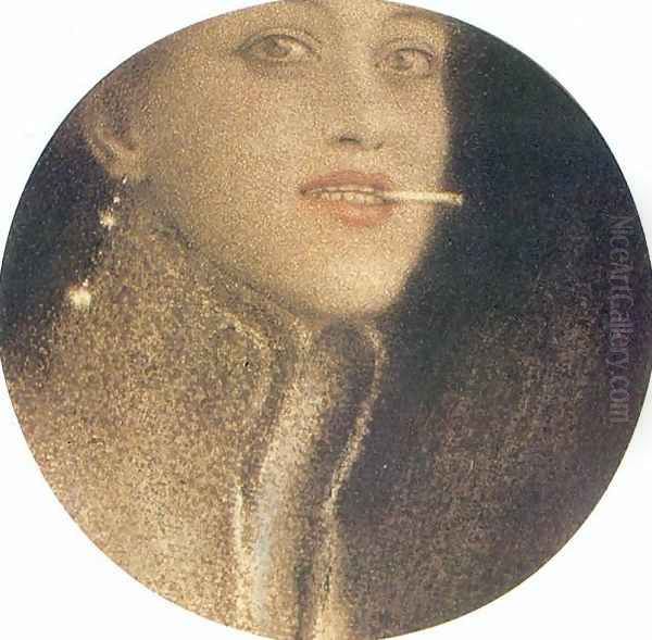 The Cigarette Oil Painting by Fernand Khnopff