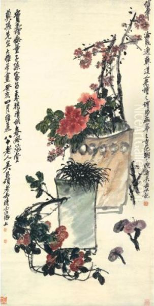 Spring Festival Offering Oil Painting by Wu Changshuo