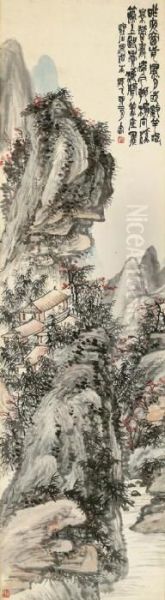 Landscape In The Style Of Shitao Oil Painting by Wu Changshuo