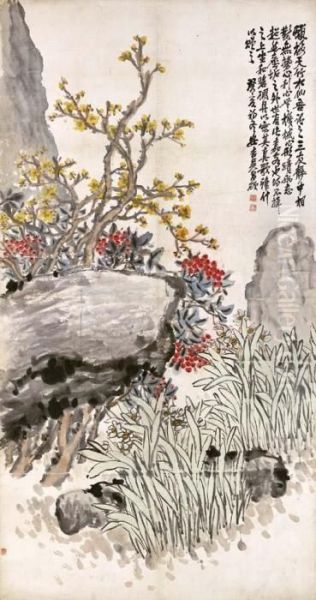 Winter Flowers Oil Painting by Wu Changshuo