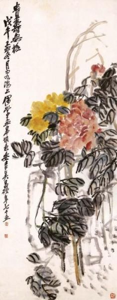 Peony Oil Painting by Wu Changshuo