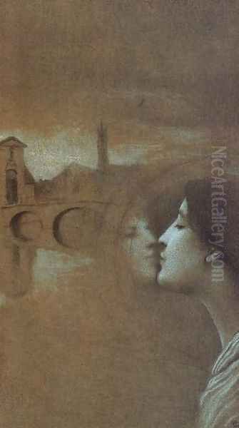 With Gregoire Le Roy. My Heart cries for the Past Oil Painting by Fernand Khnopff