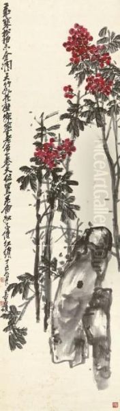 Flower Oil Painting by Wu Changshuo