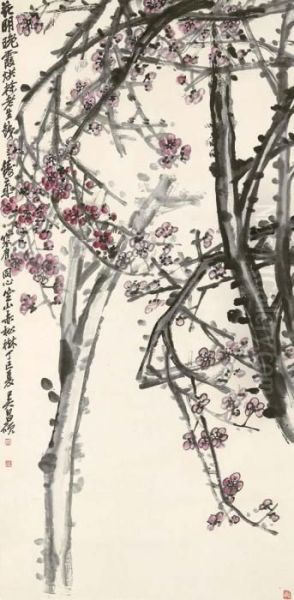 Prunus Oil Painting by Wu Changshuo