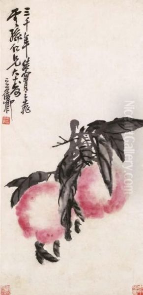 Peaches Oil Painting by Wu Changshuo