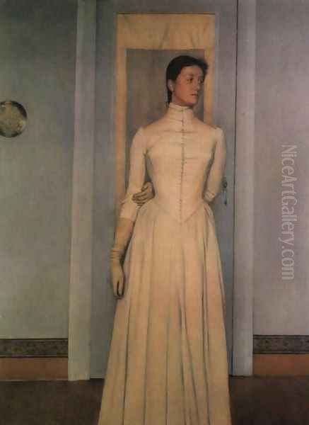 Portrait of the artist's sister, Marguerite Khnopff Oil Painting by Fernand Khnopff