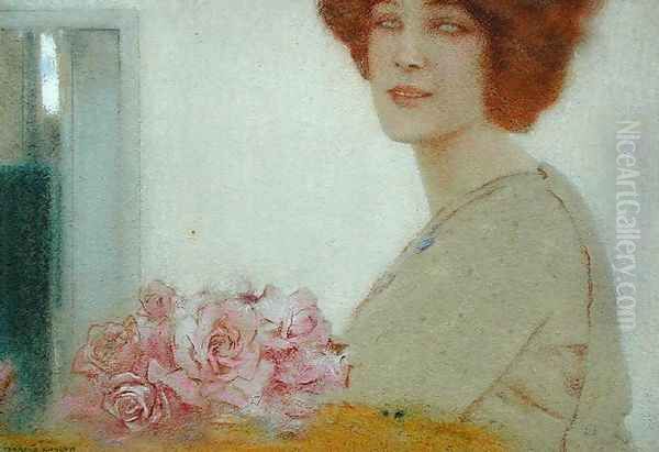 Roses, 1912 Oil Painting by Fernand Khnopff