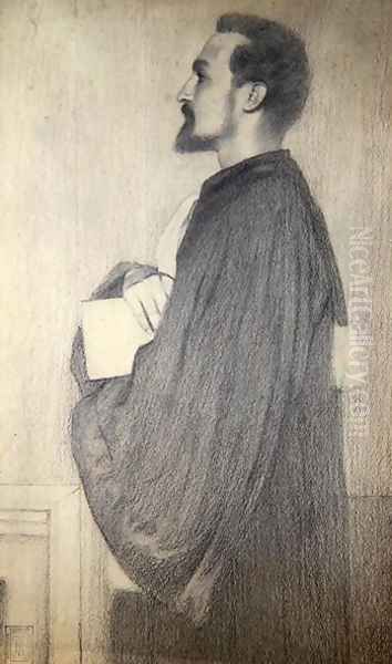 Portrait of a Man Oil Painting by Fernand Khnopff