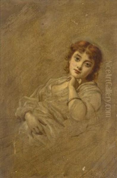 Jeune Femme Pensive Oil Painting by Charles Josua Chaplin