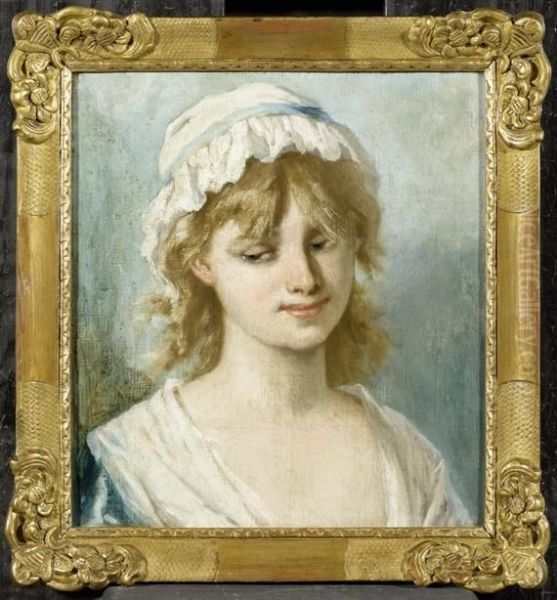 Portrait Of A Girl. Oil Painting by Charles Josua Chaplin