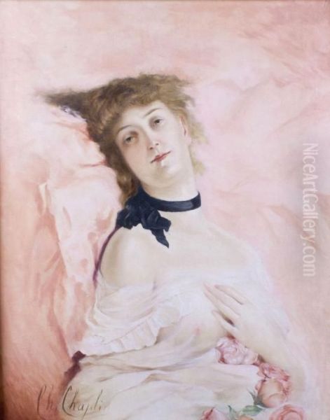 Portrait De Jeune Femme Oil Painting by Charles Josua Chaplin