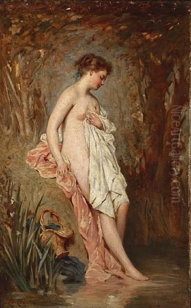 Girl Bathing Oil Painting by Charles Josua Chaplin