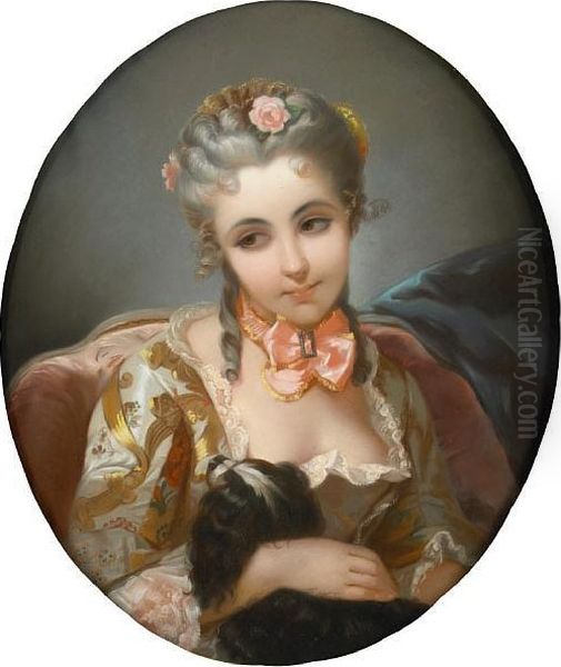 A Portrait Of A Lady Oil Painting by Charles Josua Chaplin