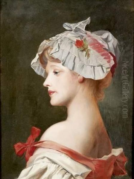 Jeune Fille A La Coiffe De Dentelle Oil Painting by Charles Josua Chaplin