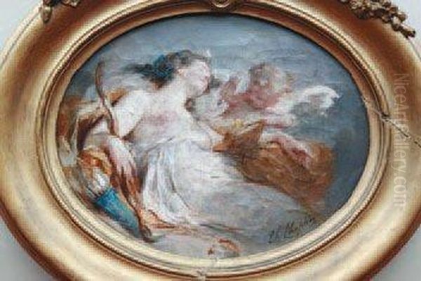 Venus Et Putto Oil Painting by Charles Josua Chaplin