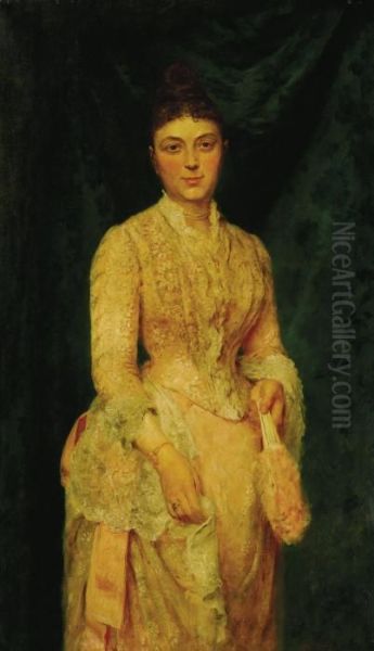 Lady In Pink Oil Painting by Charles Josua Chaplin