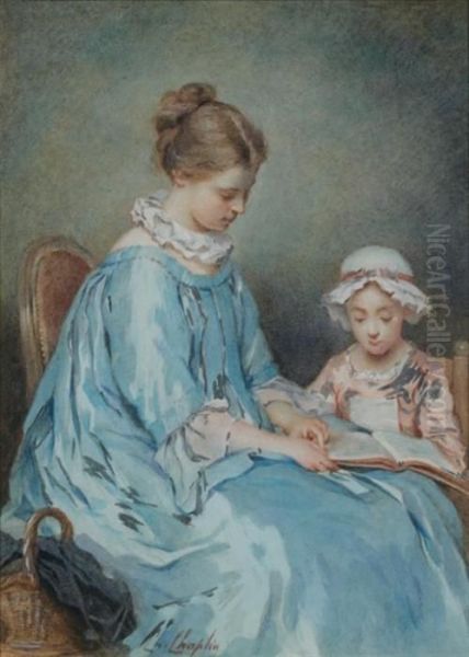 La Lecon De Lecture Oil Painting by Charles Josua Chaplin