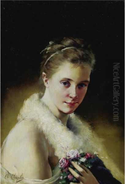 Portrait Of A Girl Oil Painting by Charles Josua Chaplin