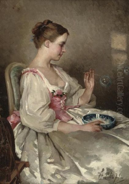 Blowing Bubbles Oil Painting by Charles Josua Chaplin