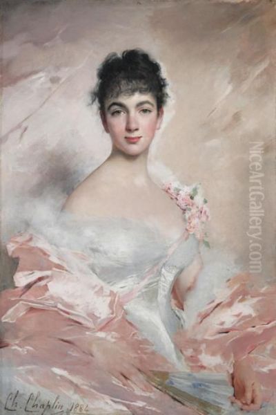 Femme En Rose Oil Painting by Charles Josua Chaplin