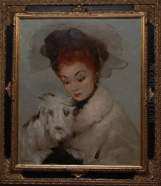 Her Favorite Pet Oil Painting by Charles Josua Chaplin