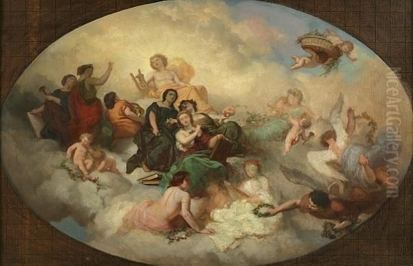 Apollo And Muses Oil Painting by Charles Josua Chaplin