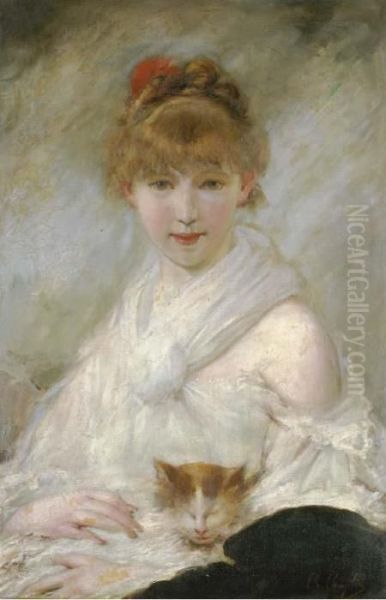 Portrait Of A Lady Oil Painting by Charles Josua Chaplin