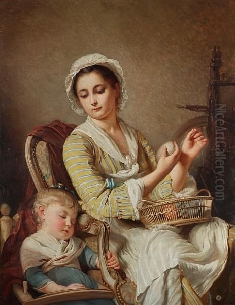 A Tired Little Helper Oil Painting by Charles Josua Chaplin