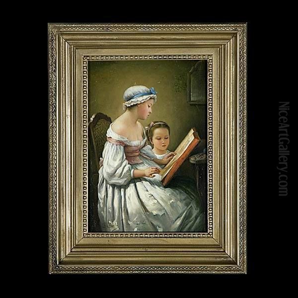 Les Deux Soeurs.
Oil On Panel. Oil Painting by Charles Josua Chaplin