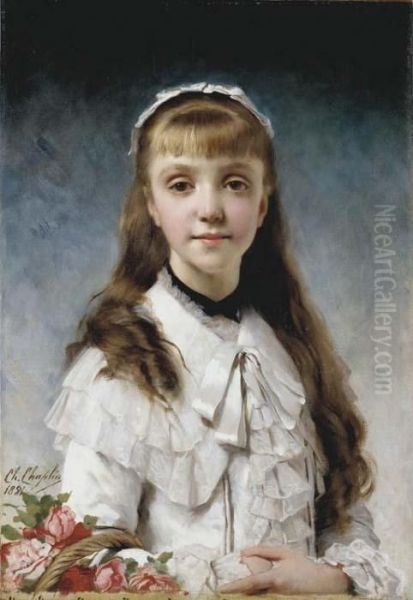 Head Of A Young Beauty Oil Painting by Charles Josua Chaplin