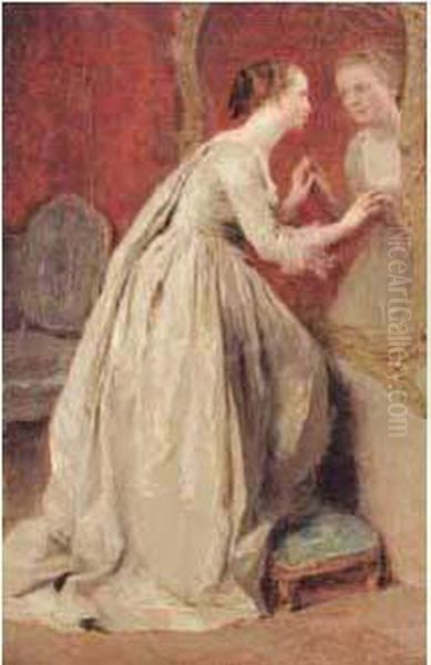 Elegante Au Miroir. Oil Painting by Charles Josua Chaplin