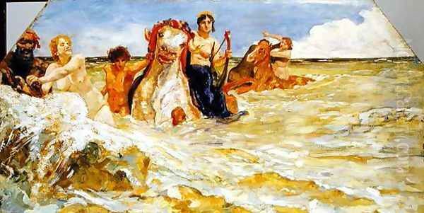 Sea Gods in the Surf, 1884-85 Oil Painting by Max Klinger