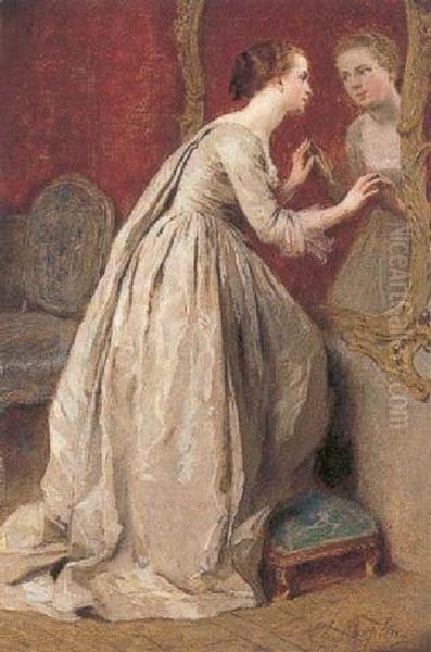 Mirror, Mirror Oil Painting by Charles Josua Chaplin