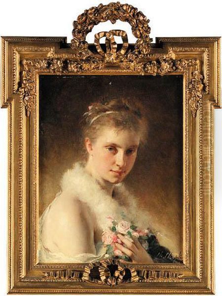 La Jeune Fille Aux Roses Oil Painting by Charles Josua Chaplin