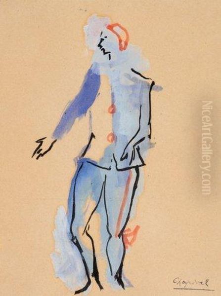 L'homme En Bleu Oil Painting by Youla, Jules Chapoval