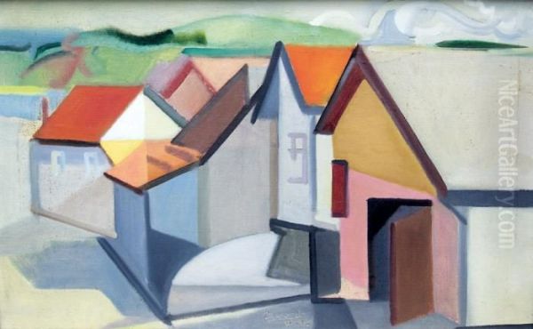 Maisons A Mimizan (1946) Oil Painting by Youla, Jules Chapoval