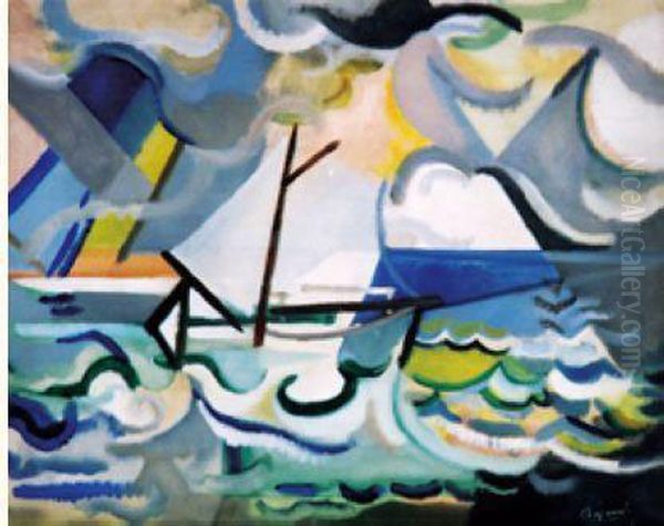 Les Bateaux Au Port (1946) Oil Painting by Youla, Jules Chapoval