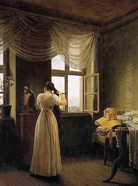 At The Mirror 1827 Oil Painting by Georg Friedrich Kersting