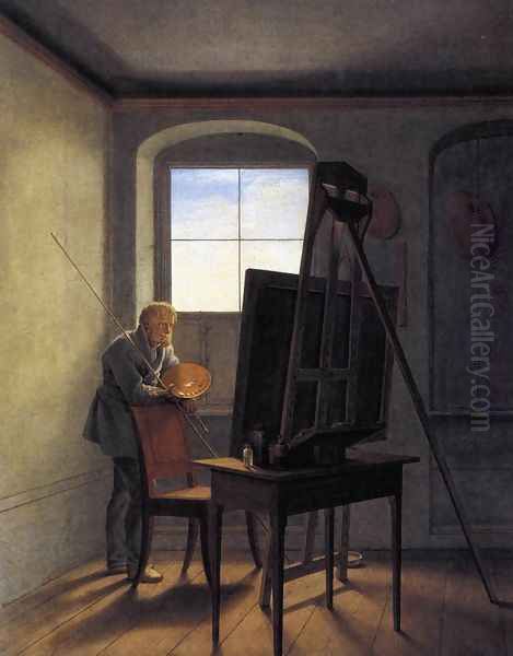 Caspar David Friedrich in his Studio 1812 Oil Painting by Georg Friedrich Kersting