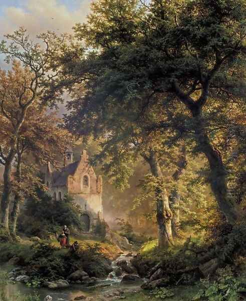 Forest Interior Oil Painting by Barend Cornelis Koekkoek