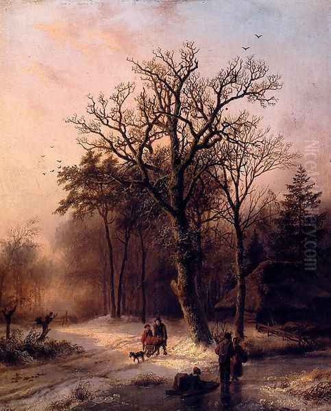 Forest In Winter Oil Painting by Barend Cornelis Koekkoek