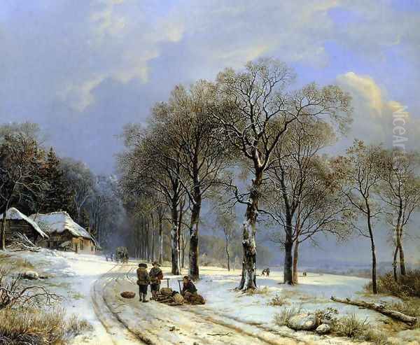 Winter landscape 1838 Oil Painting by Barend Cornelis Koekkoek