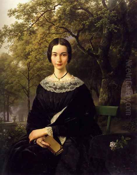 Portrait Of A Young Lady Oil Painting by Barend Cornelis Koekkoek