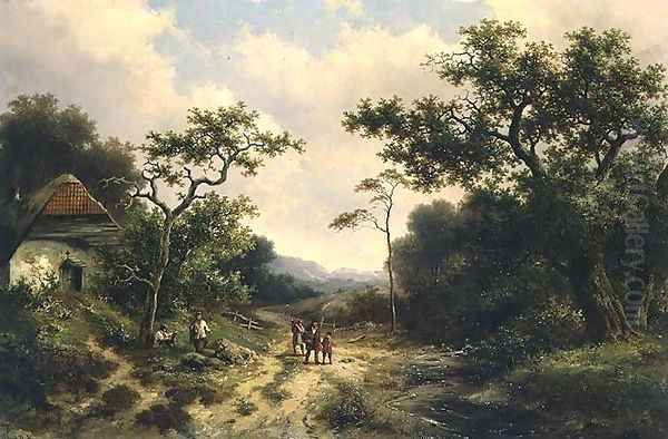 Country Landscape Oil Painting by Barend Cornelis Koekkoek