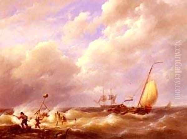 Koekkoek Willem A Sea Piece Oil Painting by Barend Cornelis Koekkoek