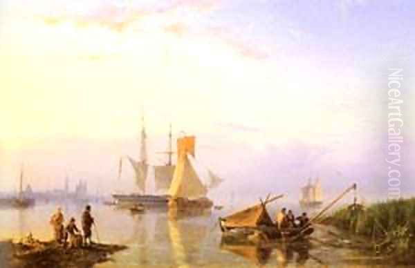 Shipping In A Calm Amsterdam by Barend Cornelis Koekkoek