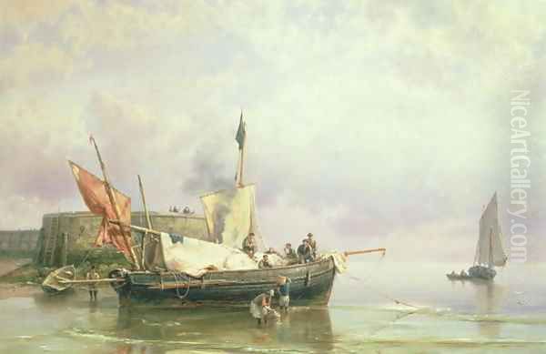 Marine Scene Oil Painting by Barend Cornelis Koekkoek